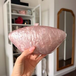 Ann Taylor Pink Acrylic Marbled Evening Bag - Like New